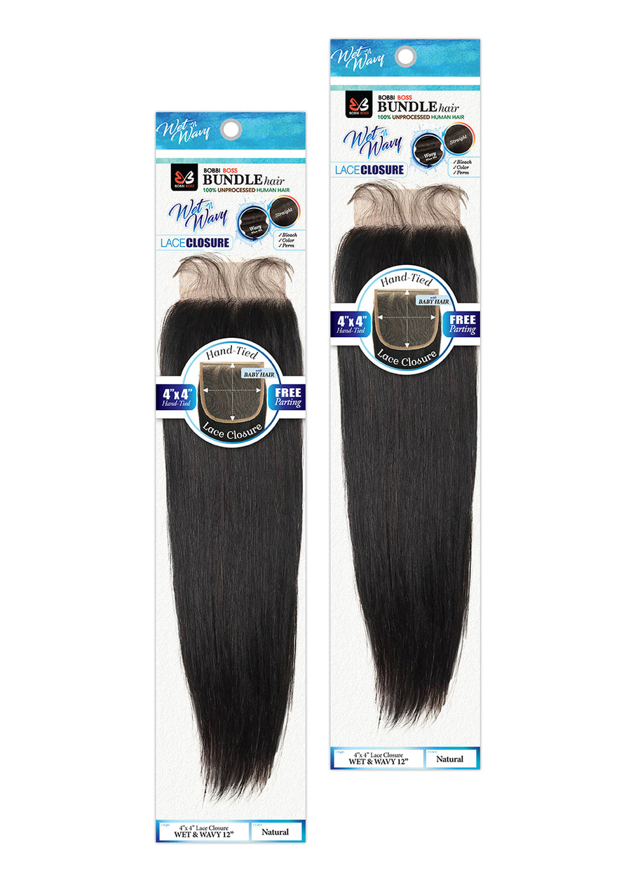 Bobbi Boss® Weaving Bundle 4x4 Lace Closure Wet & Wavy 12