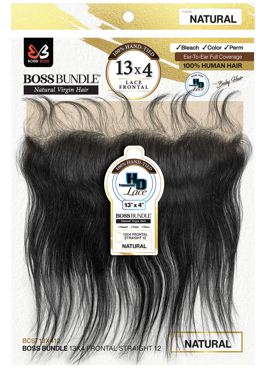 Boss Hair® Boss Bundle Human Hair-13×4 Closure Straight 12