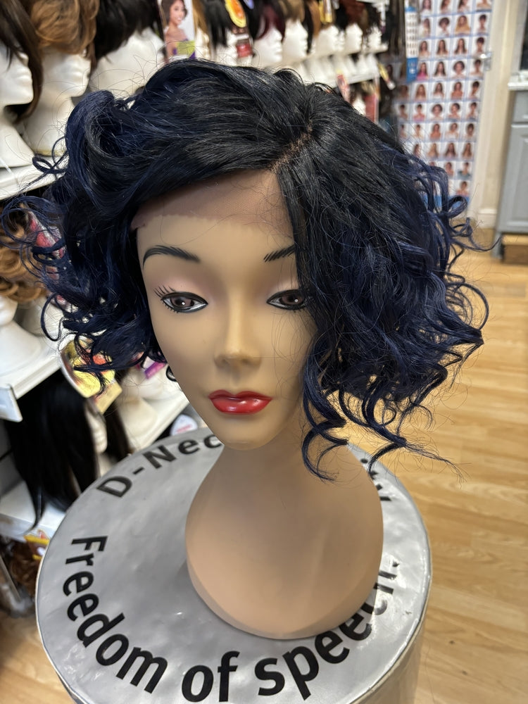 BEAUTIFUL SHORT BLACK CURLY LACE FRONT WIG