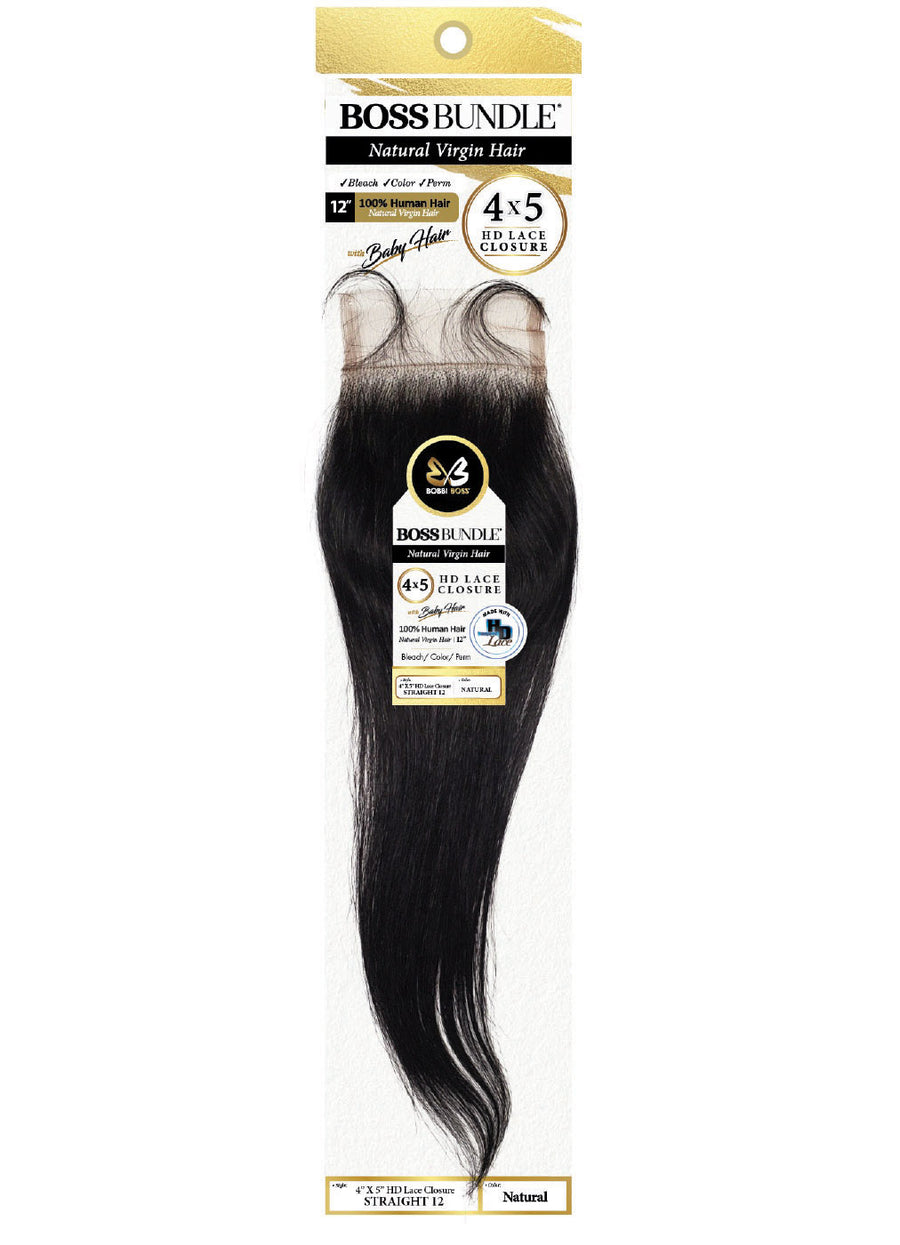 Boss Hair® Boss Bundle Human Hair-4×5 Closure Straight 16