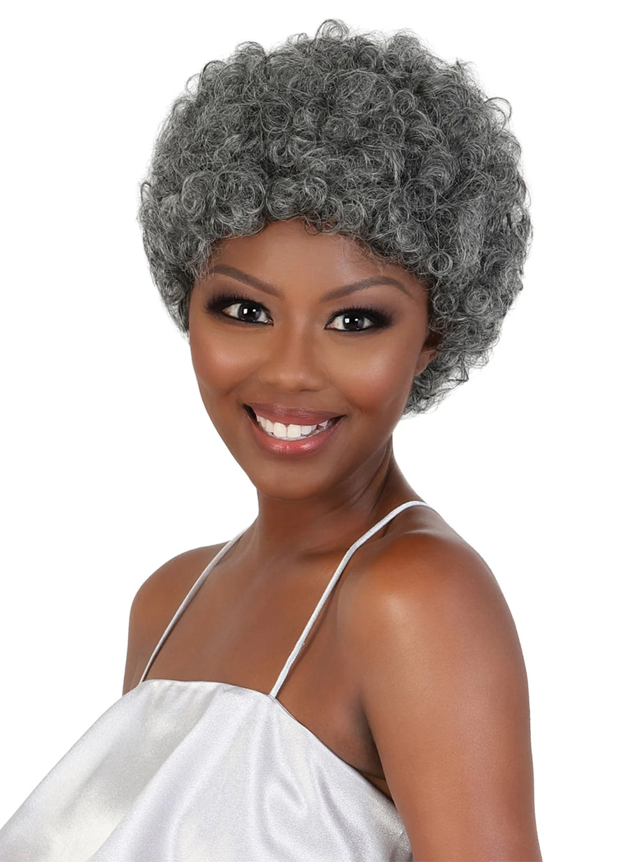 Premium silver High Quality Afro Curly Short Wig