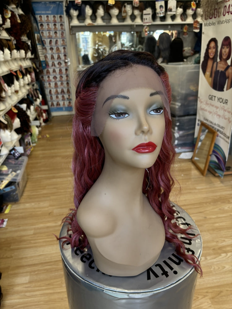 BLACK AND BURGUNDY LACE FRONT WIGS